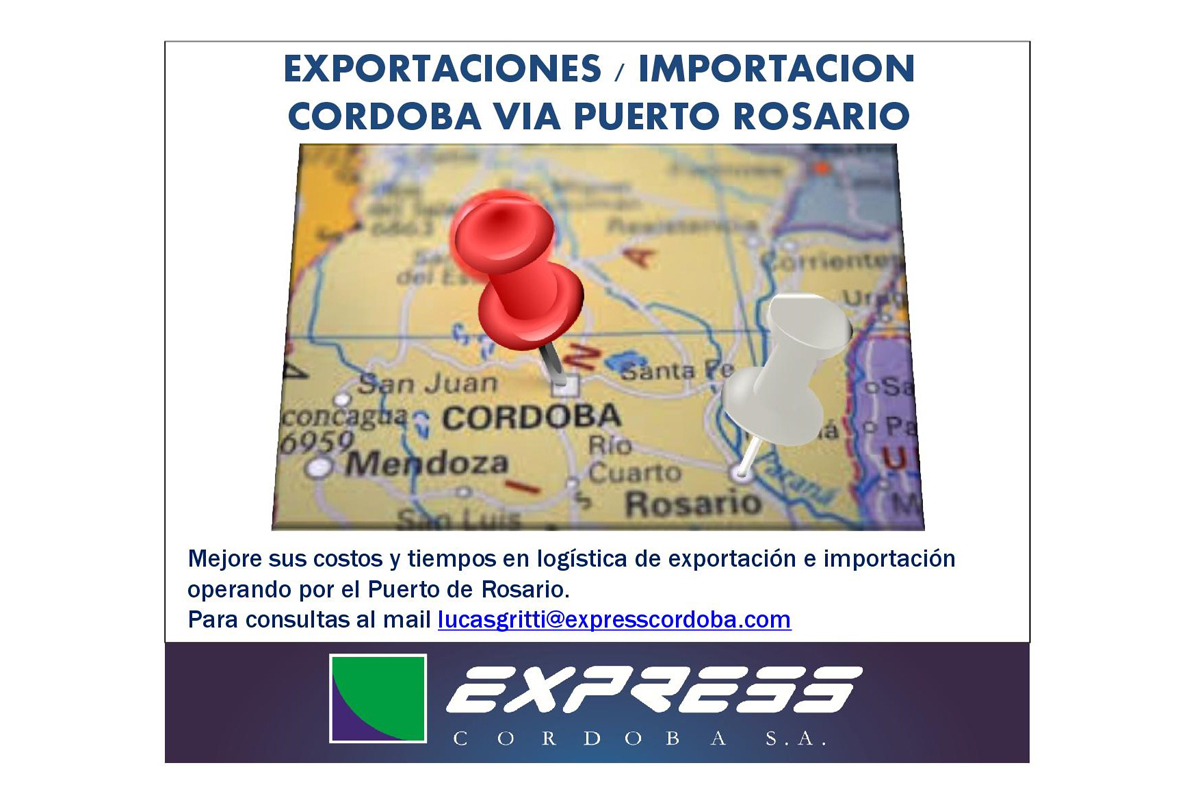 Exportaciones e importaciones Córdoba vía Puerto Rosario